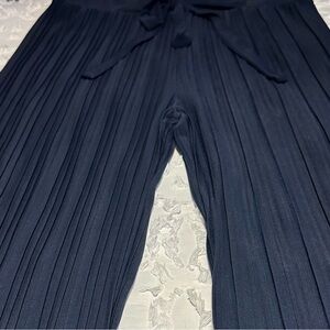 Lark & Grey Elegant Pleated Navy Wide Leg Pants
